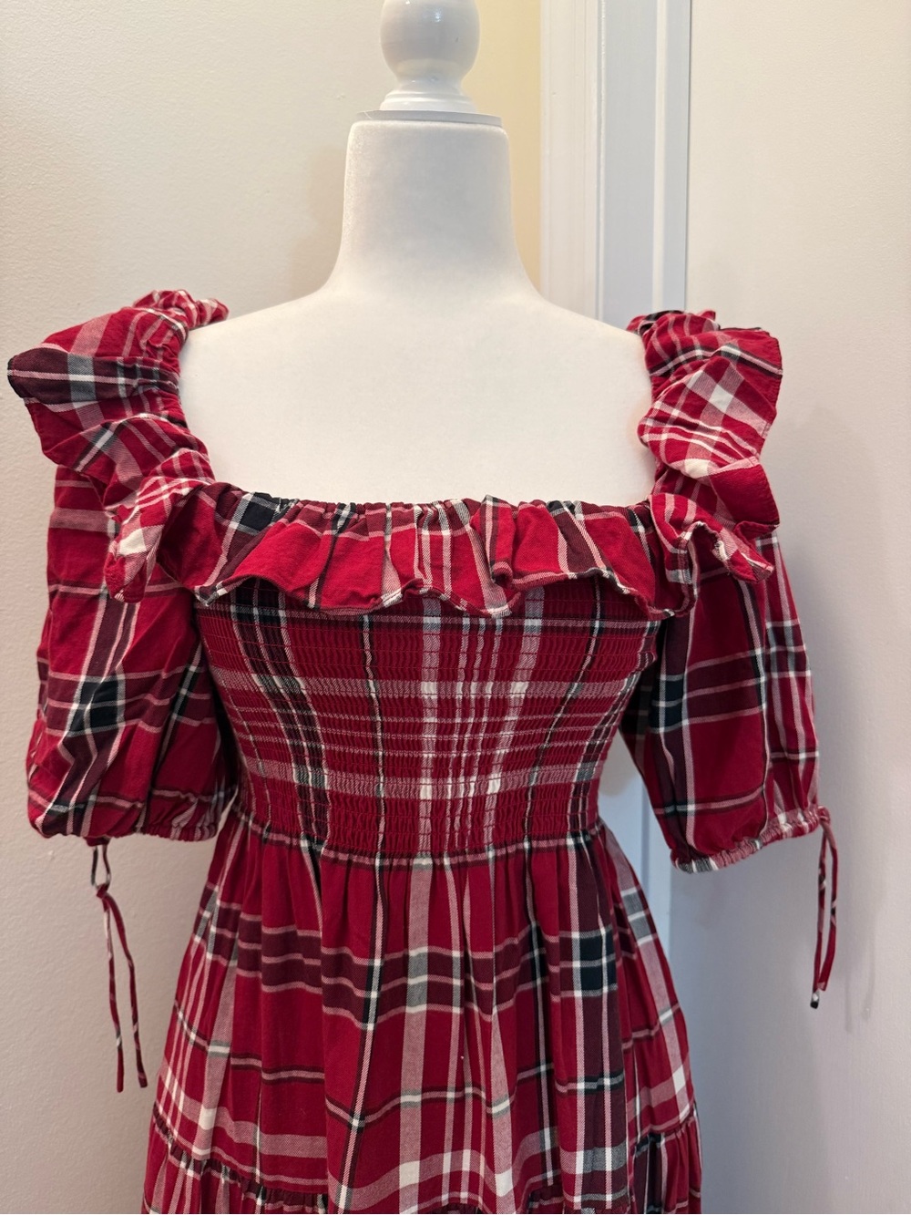 Hill House Red Plaid Smocked Dress